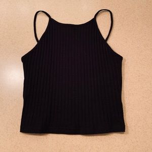 Black Ribbed Crop Top